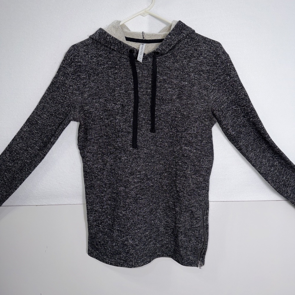 Fabletics Taj Pullover Sweatshirt Hoodie Marled Gray Black XS